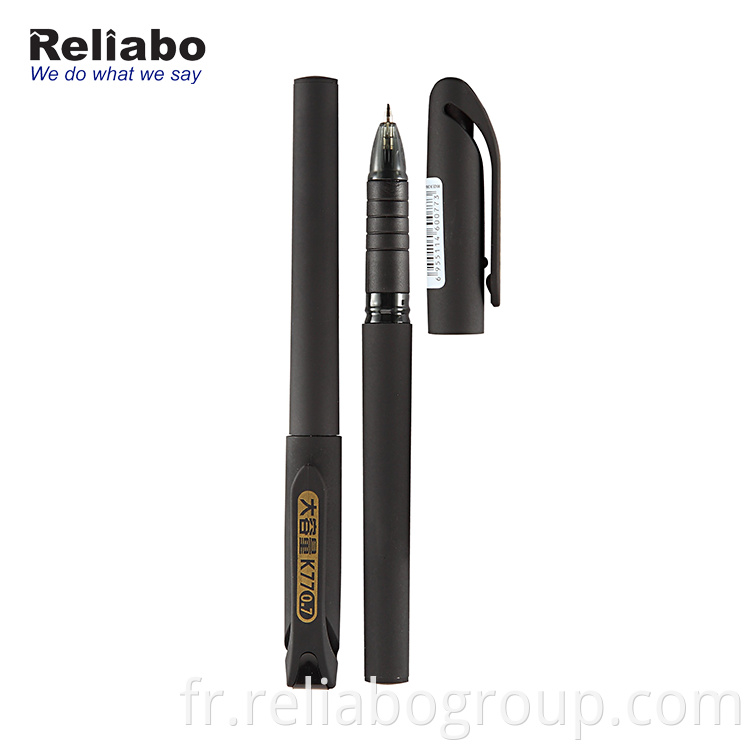 Reliabo Logo personnalisé Imprimé Bureau École Papeterie 0,7 mm Noir Stylo à encre gel en caoutchouc